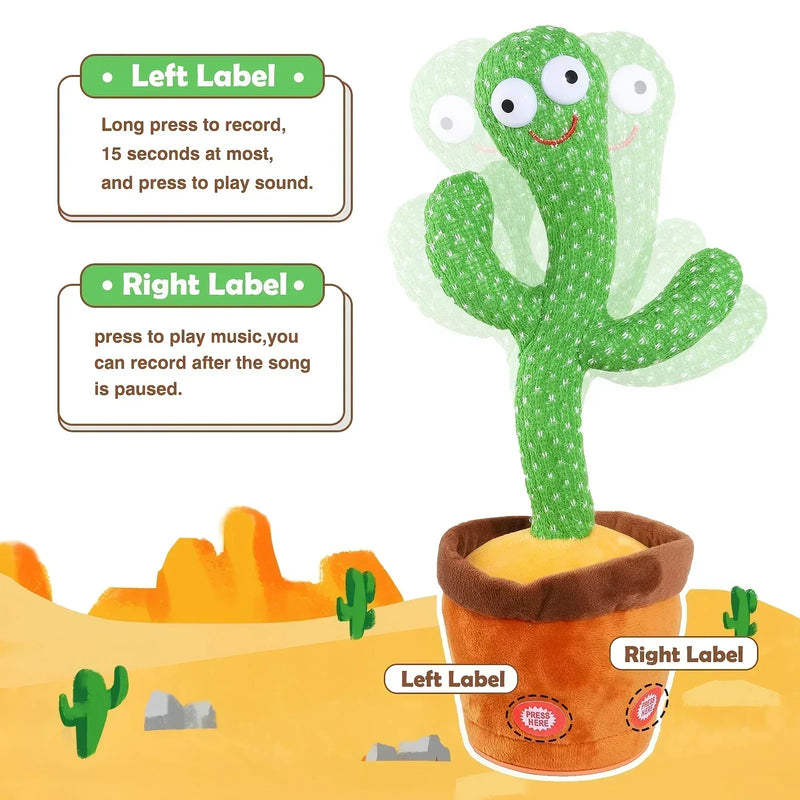 Dancing and Talking Cactus Toy Sunshine Cactus Children's Electronic Plush Toy with 120 Songs Children's Birthday Gifts